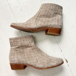 Joie Suede Lacole Studded Ankle Boot Taupe Side Zip Size 40